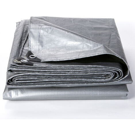 Ahlsen Bâche de Protection en PE Bâche Imperméable et Résistante, Couverture Étanche Bâche pour Bois Housse de Protection avec Gris, 3x4m