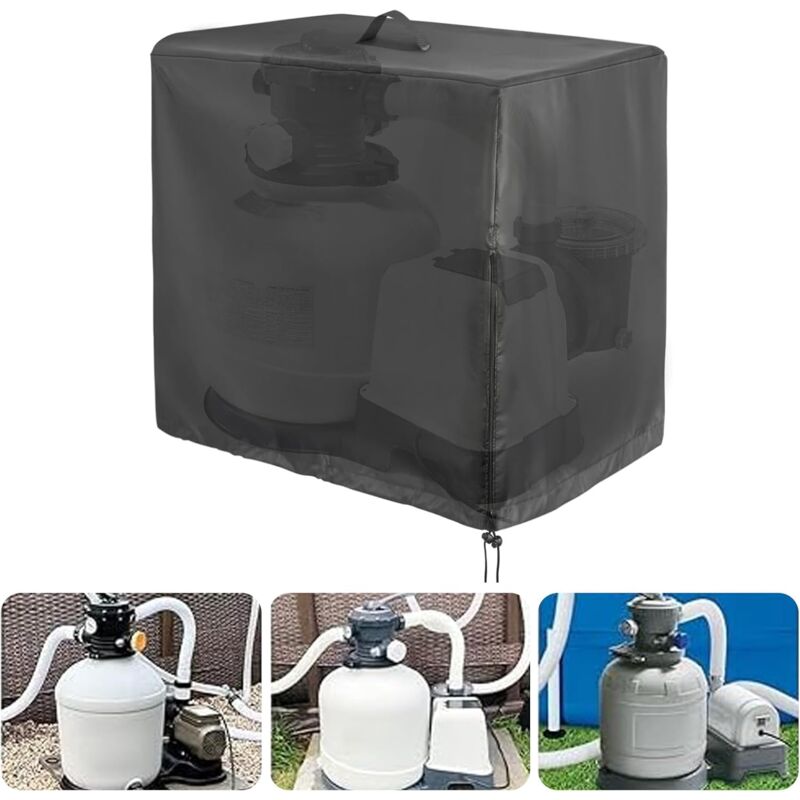 Bâche de Protection pour Pompe de Piscine,Housse de Pompe de Piscine 84x61x86cm,Housse de Filtre à Sable,Cache Pompe Piscine Hors Sol,Anti-UV,pour