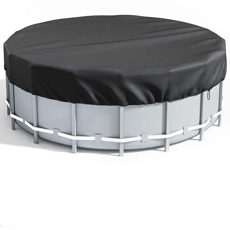 Bâche Piscine Ronde, Couverture Solaire pour Piscine Hors Sol 3,05 m Housse de Sécurité d'hiver Imperméable Résistant au Soleil avec Cordon de