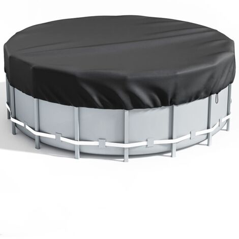 Ahlsen Bâche Piscine Ronde, Couverture Solaire pour Piscine Hors Sol 3,05 m Housse de Sécurité d'hiver Imperméable Résistant au Soleil avec Cordon de Serrage pour Protection de Piscines, Noir
