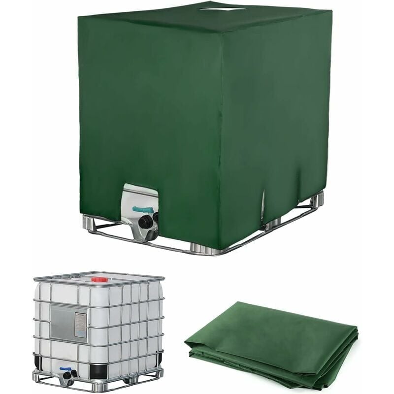 Bâche pour réservoir ibc 1000L, couvercle de réservoir, housse de protection contre la poussière uv, couvercle de réservoir (116 x 100 x 120 cm, vert)