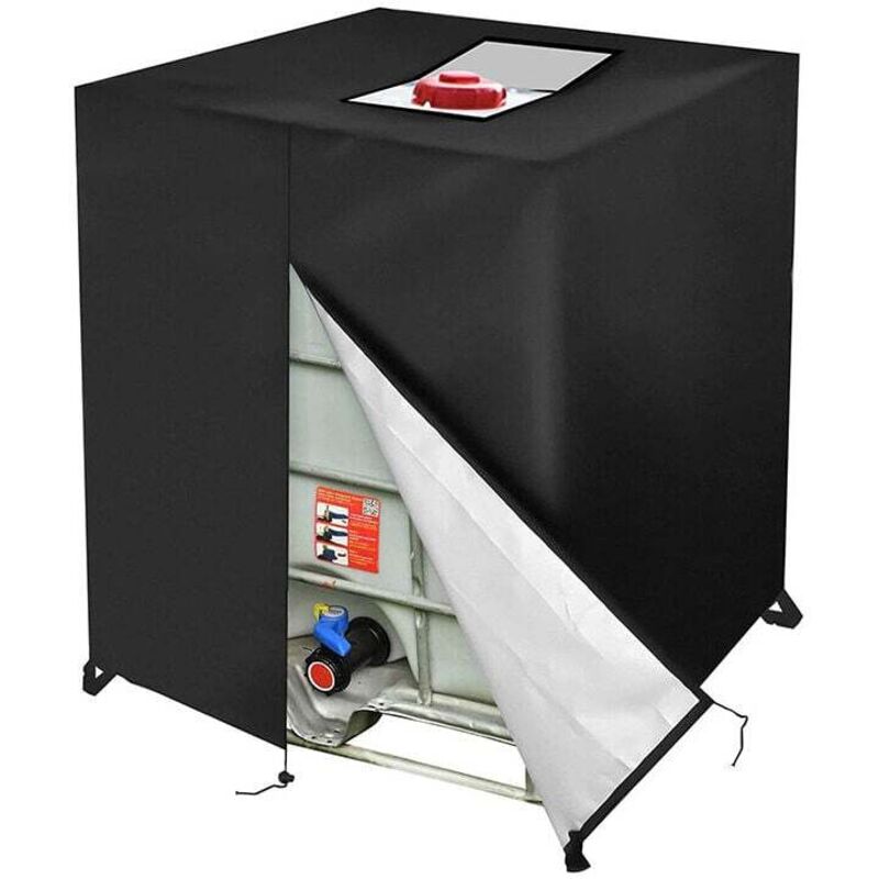 Bâche Réservoir d'eau ibc 1000 l Couverture Container Citerne Eau Pluie avec Fermeture éclair Coupe-Vent Anti-UV 420D Résistant à la Déchirure