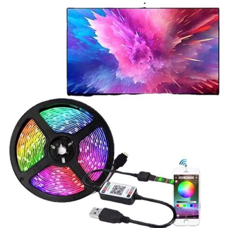 Ahlsen Bande LED  Strip, Bande LED flexible, bande lumineuse pour escaliers, pièces, non étanche, télécommande 24 touches, contrôle Bluetooth, 2M 60 lumières