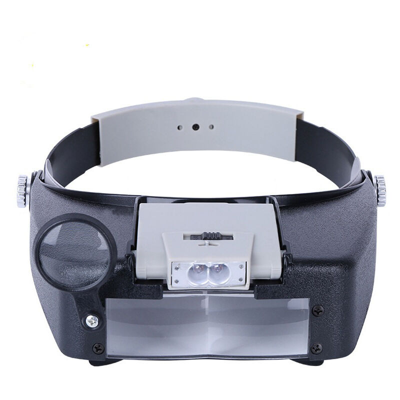 Ahlsen - Bandeau Loupe Horloger Mains Libres Loupe avec Lumière Casque Loupe Grossissante avec led Lumière, pour Horloger, Bijoutier, Lecture