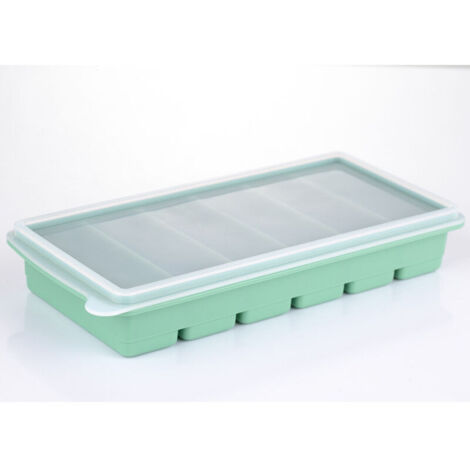 Ahlsen Bandejas de cubitos de hielo de silicona con tapas Tamaño grande Bandeja de cubitos de hielo fácil de quitar Bebidas de cóctel de vino sin BPA Verde claro