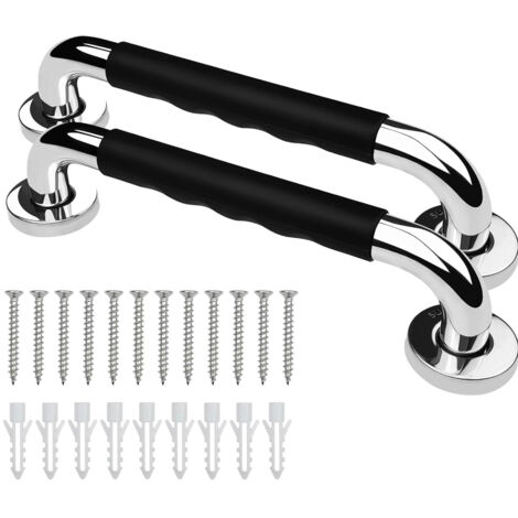 AHLSEN Barre d'Appui WC, 30cm Lot de 2 Antidérapante Barre d'Appui de Salle de Bain, Barres Douche Baignoire Main Courante Inoxydable Maintien Poignée Douche Âgées/Handicapées/Enfants/Enceinte