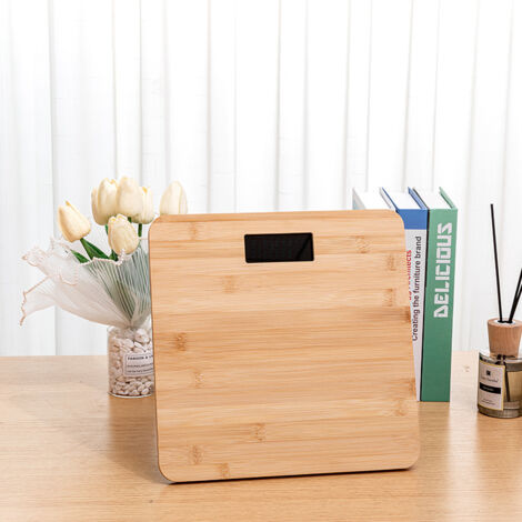 Ahlsen Báscula doméstica de madera de bambú, báscula de loto para baño, 26x26cm