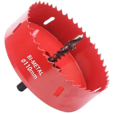 Ahlsen Bimetall-Lochsäge, Holzlochsäge Ø 110 mm, Zentrallochsäge zum Bohren von Kunststoff, PVC, Holz, Faserplatten, Weichmetall