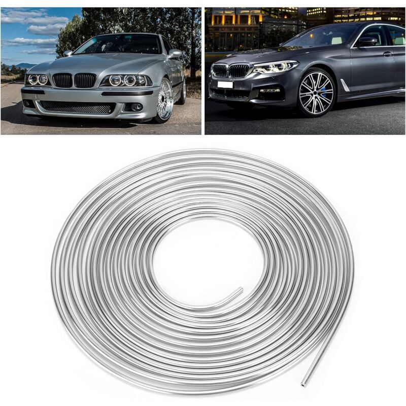 Ahlsen - Bobine de 25 pieds de tuyau de carburant pour conduite de transmission de frein en acier argenté et zinc de 5/16 po de diamètre extérieur