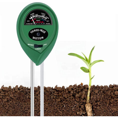 Ahlsen Bodentester-Kit, 3-in-1-Bodentester-Feuchtigkeitsmesser, Licht- und pH-Säuretester, für Blumen/Gras/Pflanze/Garten/Bauernhof/Rasen