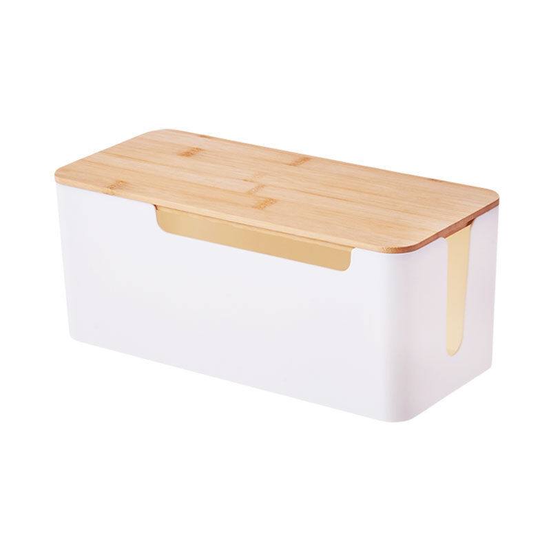 Boîte de Gestion des Câbles, Boîte de Rangement pour Cordon avec Couvercle en Bambou, Boîte Cache-câble en Fil Organiser câblage Informatique, Fils