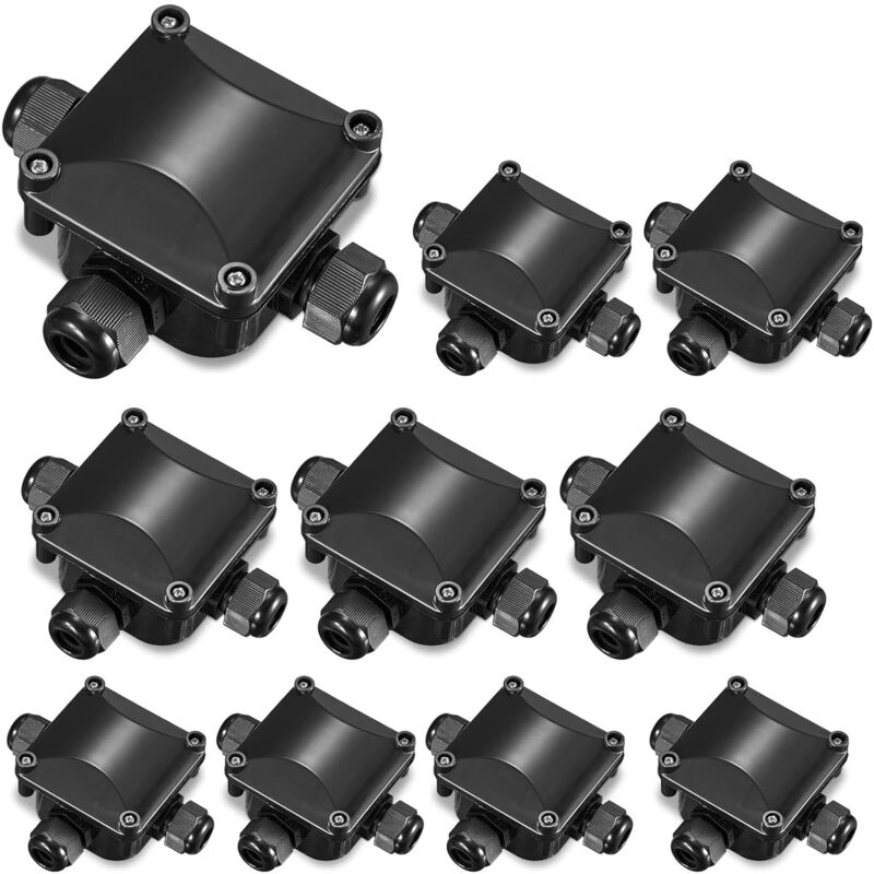 Ahlsen Boîte de Jonction, 10Pcs Boîtier de Raccordement, IP68 Connecteur Étanche 3 Voies, Extérieur Étanche, pour Câble de Diamètre 5.5-10 mm
