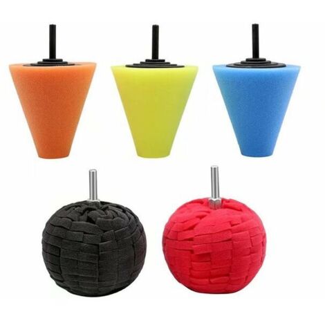 Ahlsen Bola de pulido 1/4 "6 mm vástago esponja cono de metal almohadilla de pulido de espuma bola de pulido (5 piezas de color aleatorio)