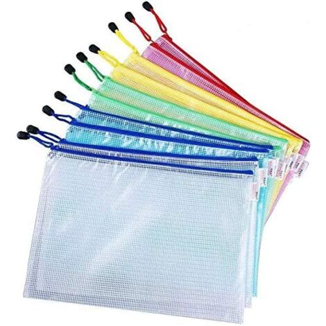 Ahlsen Bolsa para Documentos A4, 10 Maletines, Maletín con Cremallera de PVC para Almacenamiento de Documentos, Recetas Comerciales, Organización, Colores Surtidos