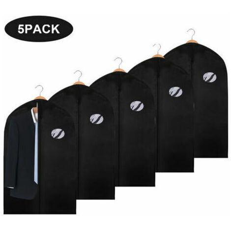 Ahlsen Bolsa protectora, funda para ropa, cinturón, 5 unidades, 100 x 60 cm, negro