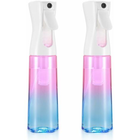 Ahlsen Botella de spray de agua, paquete de 2 botellas de niebla fina duraderas de 300 ml, botellas de spray de niebla recargables vacías para peinado de cabello rizado, limpieza de plantaciones