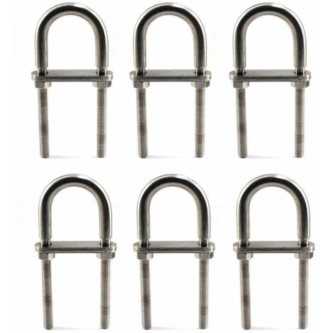 Ahlsen – Boulon en U M6 x 90 mm en acier inoxydable 304 – Lot de 6 pièces – Résistant à la corrosion pour environnements humides - M6X90