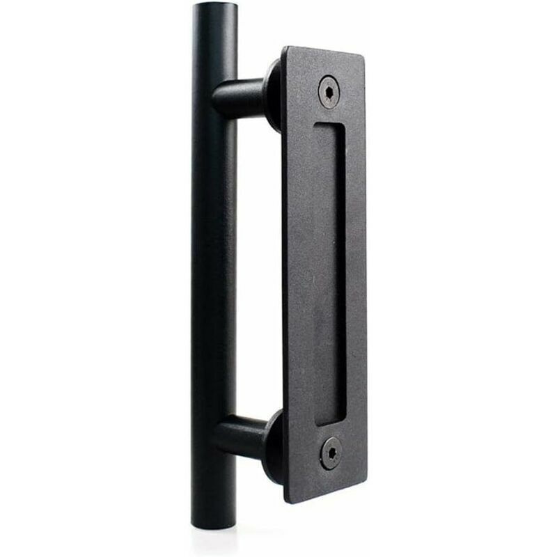 Ahlsen - Bouton de porte coulissante en acier au carbone, bouton de porte de grange coulissante - Bouton rond simple - Noir,30cm