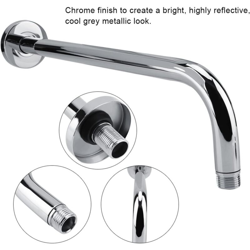 Ahlsen - Bras de douche fixé au mur haut en acier inoxydable rond extra long bras de rallonge de douche tuyau accessoires de pommeau de douche au