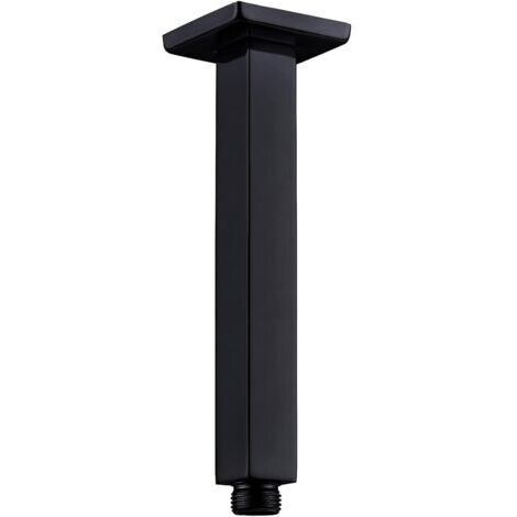 Ahlsen Bras de Douche Noir,Bras de Douche Mural 20 cm Rallonge Douche Carré en Acier Inoxydable Bras de Douche Noir D'extension pour Tete De Douche Pluie,Finition En Peinture Noire