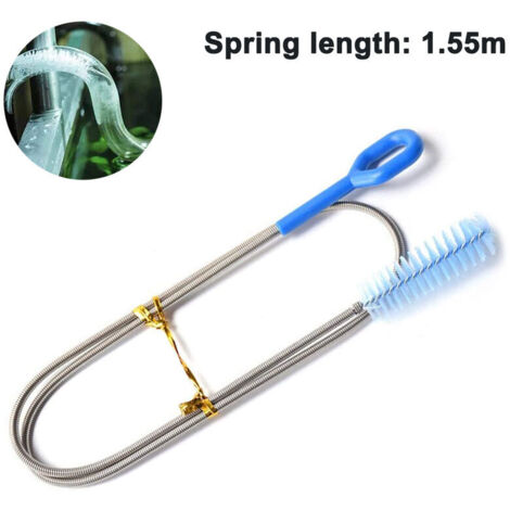 Ahlsen Brosse de nettoyage de drain extra longue, longueur 1,55 m, outil de nettoyage de drain super flexible, brosse de nettoyage de drain, bleu