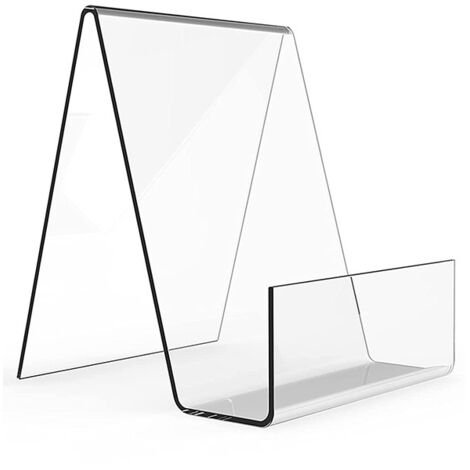 Ahlsen Caballetes de exhibición, soporte para libros de acrílico transparente con borde para exhibir álbumes de fotos, libros, partituras y cuadernos