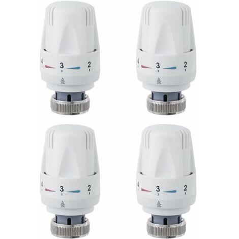 Ahlsen Cabezal de radiador, cabezal de válvula de radiador de 4 piezas, válvula termostática de radiador M30 x 1,5, cabezal termostático para fregadero, baño, inodoro