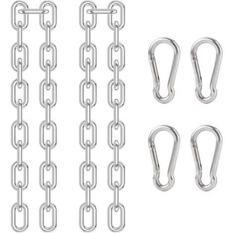 Ahlsen Cadena para Silla Colgante, Cadena de extensión de Acero Inoxidable de 2 Piezas, Cadena para Silla Colgante con 4 mosquetones de Resorte para Accesorio para Colgar en Interiores y Exteriores