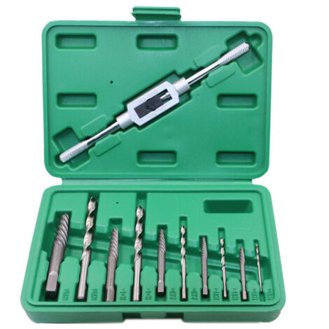 Ahlsen Caja de 11 extractores de tornillos, espárragos, pernos rotos dañados M3-M12 con brocas