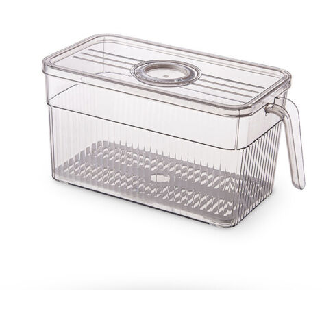 Ahlsen Caja de almacenamiento para refrigerador, juego de 1, caja de almacenamiento para refrigerador con tapa y asa, contenedor de almacenamiento para refrigerador de frutas y verduras, organizador a