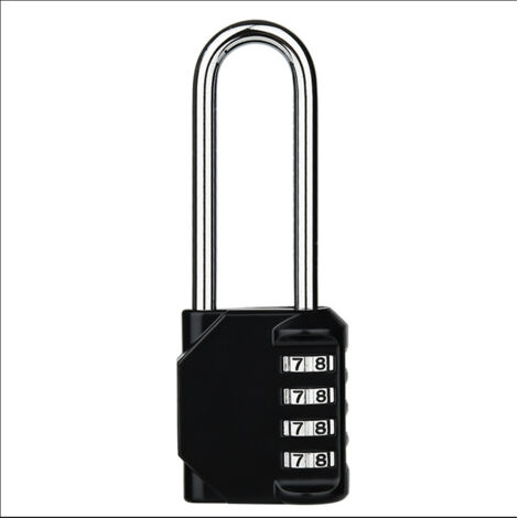Ahlsen Candado de combinación de 4 dígitos, candado de grillete largo, cerradura impermeable para exteriores, maleta, equipaje, cerradura codificada de alta seguridad