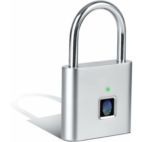 Ahlsen Candado de Huella Digital Inteligente Plateado con Carga USB para Maleta Locker (Plata, 43x67mm)