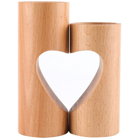 Ahlsen Candelabro De Madera De Pieza, Portavelas con Corazón Lindo, Portavelas para Decoración De Sala De Estar/Centro De Mesa - Color Claro