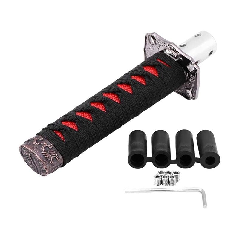 Ahlsen - Car Gear Shift Knob, Universal Car Shift Lever Knob Shifter Shifter with 4 Adapters Black + Red