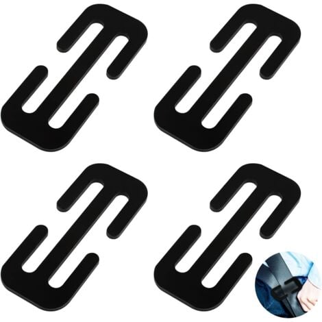 Ahlsen Car Seat Belt Clip, 4 Pack Car Seat Belt Clip Metal Universal Seat Belt Adjuster for Relaxing Shoulder Neck Adults Kids Black