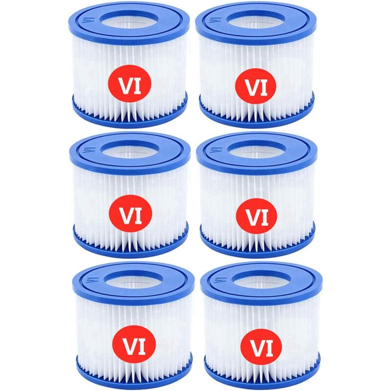 Cartouches filtrantes de Rechange pour Bestway vi, pour Lay-Z-Spa Miami, pour Coleman SaluSpa Filters 90352E Filtre de Piscine (Lot de 6) - Ahlsen