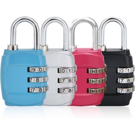 Ahlsen Cerradura de cajón de 4 piezas Cerradura de base de gabinete con código de 3 dígitos Cerradura de combinación reiniciable Candado de color Cerradura de metal digital Aplicable a casilleros y ma