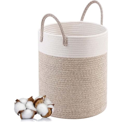 Ahlsen Cesta de lavandería plegable grande con asa, cesta de almacenamiento de juguetes, cesta de almacenamiento con asa hecha a mano, 45x38cm