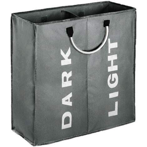 Ahlsen Cesto para la Ropa Sucia Doble Grande con Asas Cesto para la Ropa sucia Plegable de 53 x 23 x 53 cm para Almacenamiento de Ropa - Gris Oscuro
