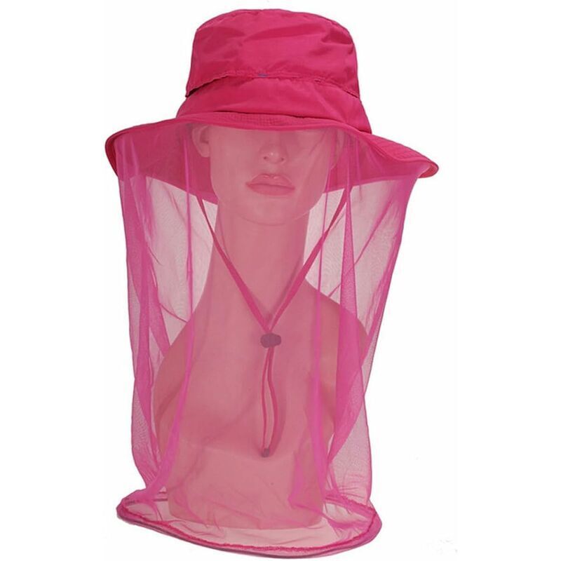 Chapeau De Visage D'Apiculture Rose avec Maille Voile d'abeille Extérieur Pêche à Séchage Hommes Et Femmes Chapeau Anti-UV L(58-60cm) - Ahlsen