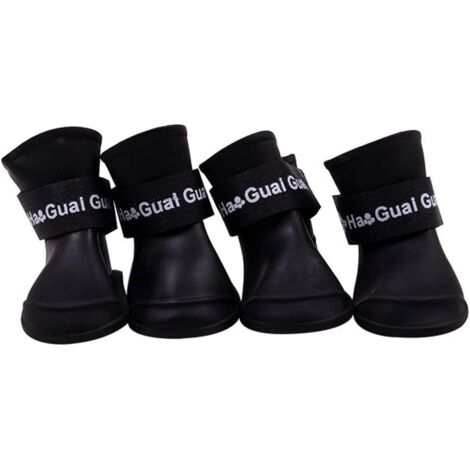 Ahlsen Chaussures Chien Bottes en Silicone Étanche Anti-dérapant De Protection Pluie Chaussures pour Chien Petit Animal (Noir)