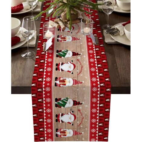 Ahlsen Chemin de Table de Noël, Chemin de Table Rustique à Carreaux Rouge du Père Noël pour Fête d'Anniversaire de Fête Cuisine Table à Manger Décor à la Maison, 13x70in(B)