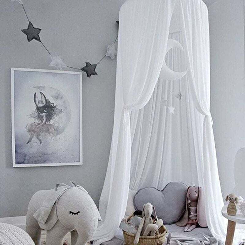 Ahlsen - Ciel de Lit Enfant Moustiquaire de Chambre D'enfant Baldaquin de Lit (Blanc)50220cm