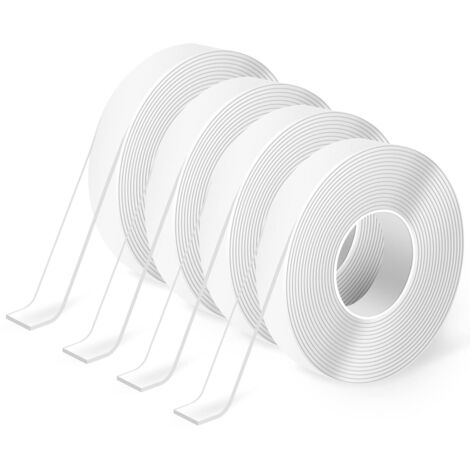 Ahlsen Cinta adhesiva de doble cara resistente (4 rollos de 3 metros cada uno), removible, sin rayas, lavable, reutilizable: cinta multiusos como en la televisión