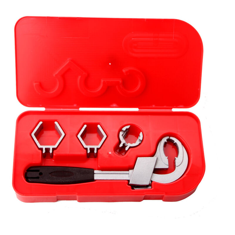 Ahlsen - Clé universelle réglable à Double extrémité, clé à croissant polyvalente pour réparation de plomberie sanitaire, noir + argent,27cm