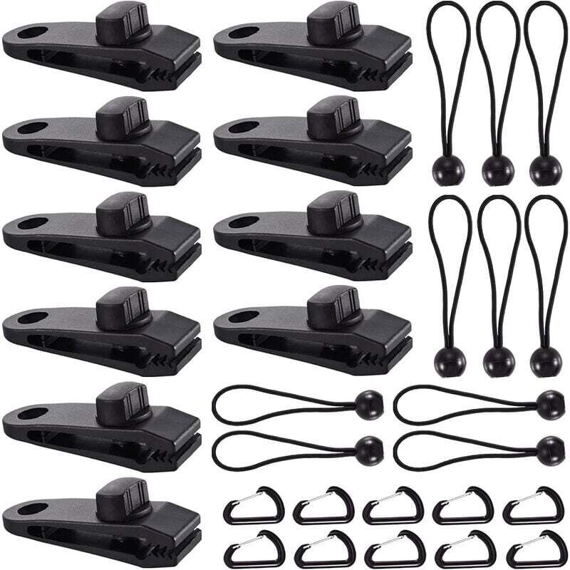 Clip de Bâche Tente, 30 Pièces Pince Bâche, Clips de Tente, Clips de Bâche Résistants, Tarp Clip Auvents, Clips de Tente de Bouche de Crocodile pour