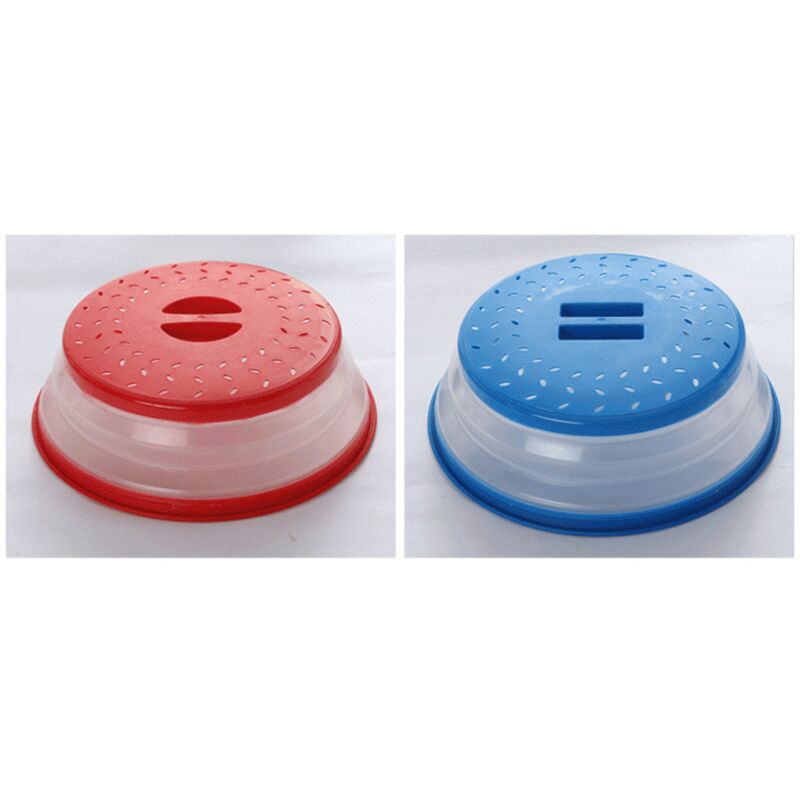 Cloche Micro Onde,2PCS Cloche Micro-Onde Pliable,Onde Passoire avec Trous de Vapeur pour Fruits Et Légumes, Couvercle Cloche Anti Vapeur et Fonction