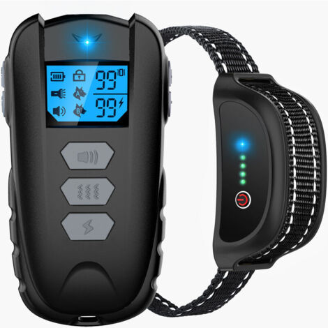 Ahlsen Collier de Dressage pour Chiens Rechargeable, 100% Résistant à L’Eau avec Verrouillage de Sécurité. Modes Son, Vibration, Ecran LCD Rétro-éclairé et Portée Jusqu’à 200 m.