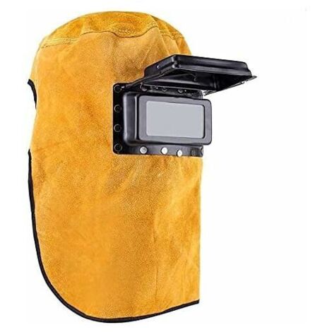 Ahlsen Cómoda máscara de soldadura de cuero, gorro de casco de soldadura, máscara de trabajo, duradera, resistente al calor, transpirable, máscara de casco de soldadura