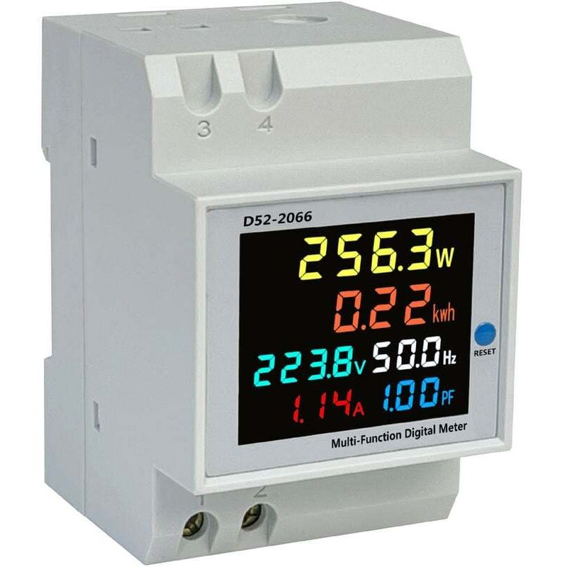 Ahlsen Compteur d'énergie numérique AC40-300 V 100 A - Compteur de courant alternatif calibré KWh - Ampèremètre - Voltmètre - Compteur intermédiaire